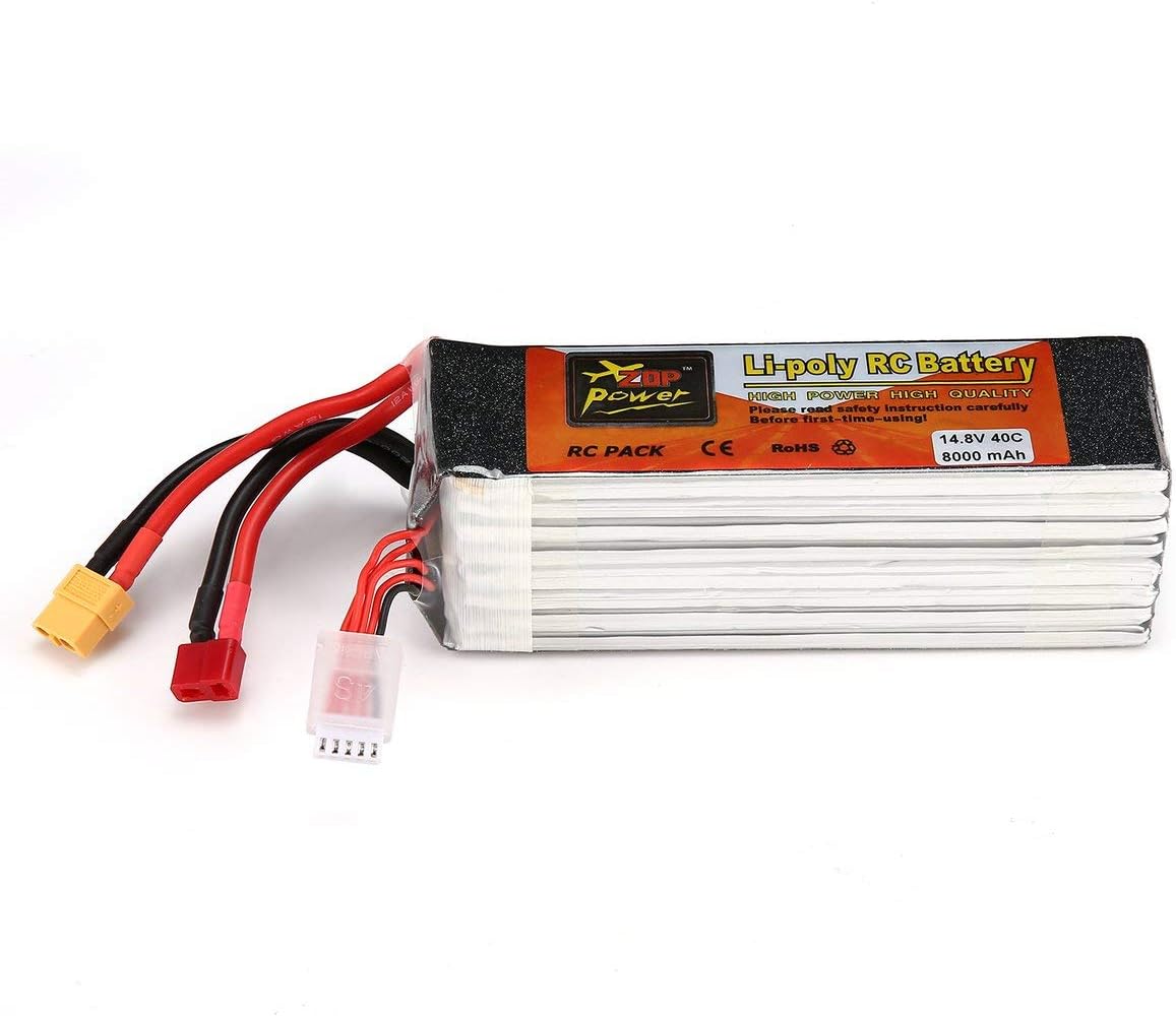 Noradtjcca 14.8V 8000mAh 40C 4S 1P Lipo Battery T XT60 Plug Rechargeable for RC Racing Drone Quadcopter Helicopter Car Boat