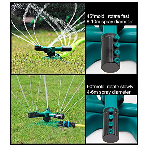 MAXZONE Garden Sprinkler - Automatic 360 Rotating Adjustable Lawn Sprinkler with a Large Area of Coverage/Leak Free Durable 3 Arm Sprayers, Gardening Watering System