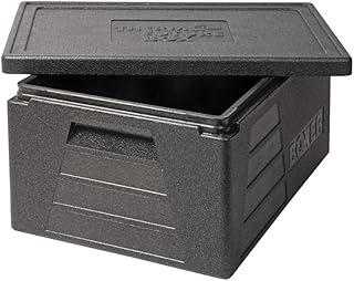 Thermo Future Box Quadratische GN 1/1 Premium Transportbox Warmhaltebox und Isolierbox mit Deckel, Thermobox aus EPP (expandiertes Polypropylen), Schwarz, 42 Liter Boxer