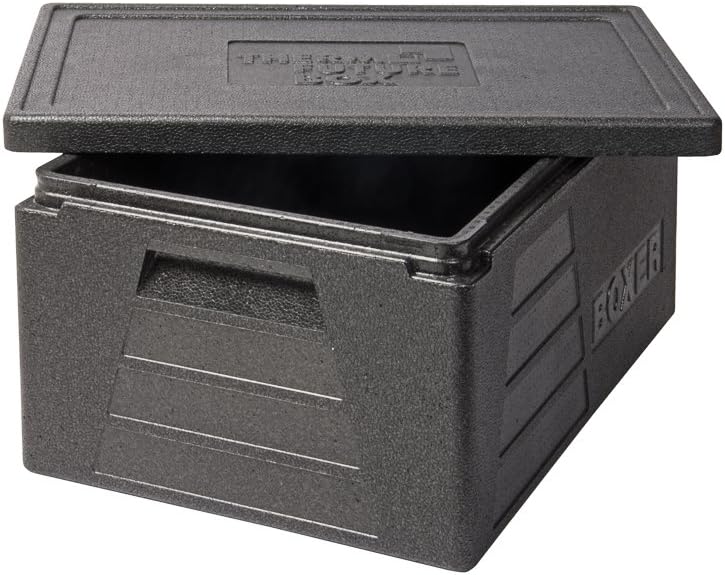 Thermo Future Box Quadratische GN 1/1 Premium Transportbox Warmhaltebox und Isolierbox mit Deckel, Thermobox aus EPP (expandiertes Polypropylen), Schwarz, 42 Liter Boxer
