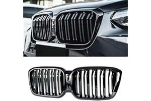 MAXDOM LLC MAXDOM Replacement Front Upper Grill Fit for BMW (2022-2024) X3 G01 X4 G02 LCI – Gloss Black Double Slats ABS Grille