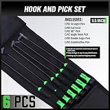 SWANLAKE Pick and Hook Set 6PCS CR-V + CV Shaft Heavy Duty Hooks Gasket Pick Kit view 2