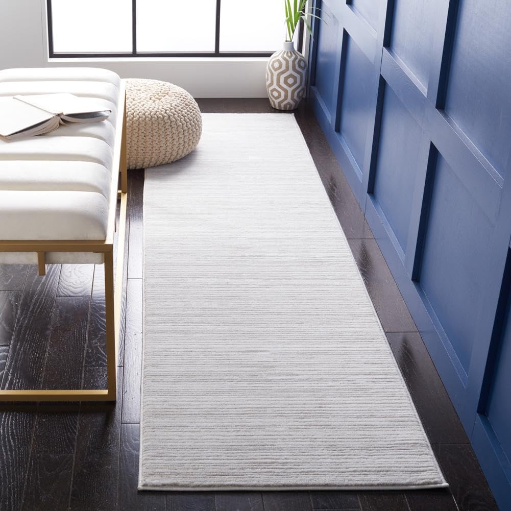 SAFAVIEH Vision Collection Runner Rug - 2'2" x 22', Ivory Grey, Modern Ombre Design, Non-Shedding & Easy to Clean, Ideal for Foyer, Hallway, Bedroom (VSN606K) Image