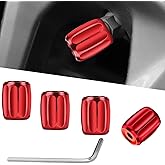 DUSCOKE 4 PCS Locking Car Tire Valve Stem Caps, Anti-Theft Wheel Valve Covers with Rubber Seal, Dust Proof Tire Air Stem Cover, Universal Auto Accessories for Car SUV Truck Motorcycle Bike (Red)