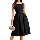 Bridesmay Women's Elegant Crew Neck Swing A Line Wedding Guest Dress Sleeveless Formal Midi Dress with Pockets 2026