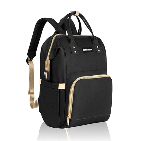 PACKNBUY Baby Diaper Bag Maternity Mother Backpack Black