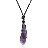 COAI Genuine Leather Necklace Raw Crystal Necklace for Women Men