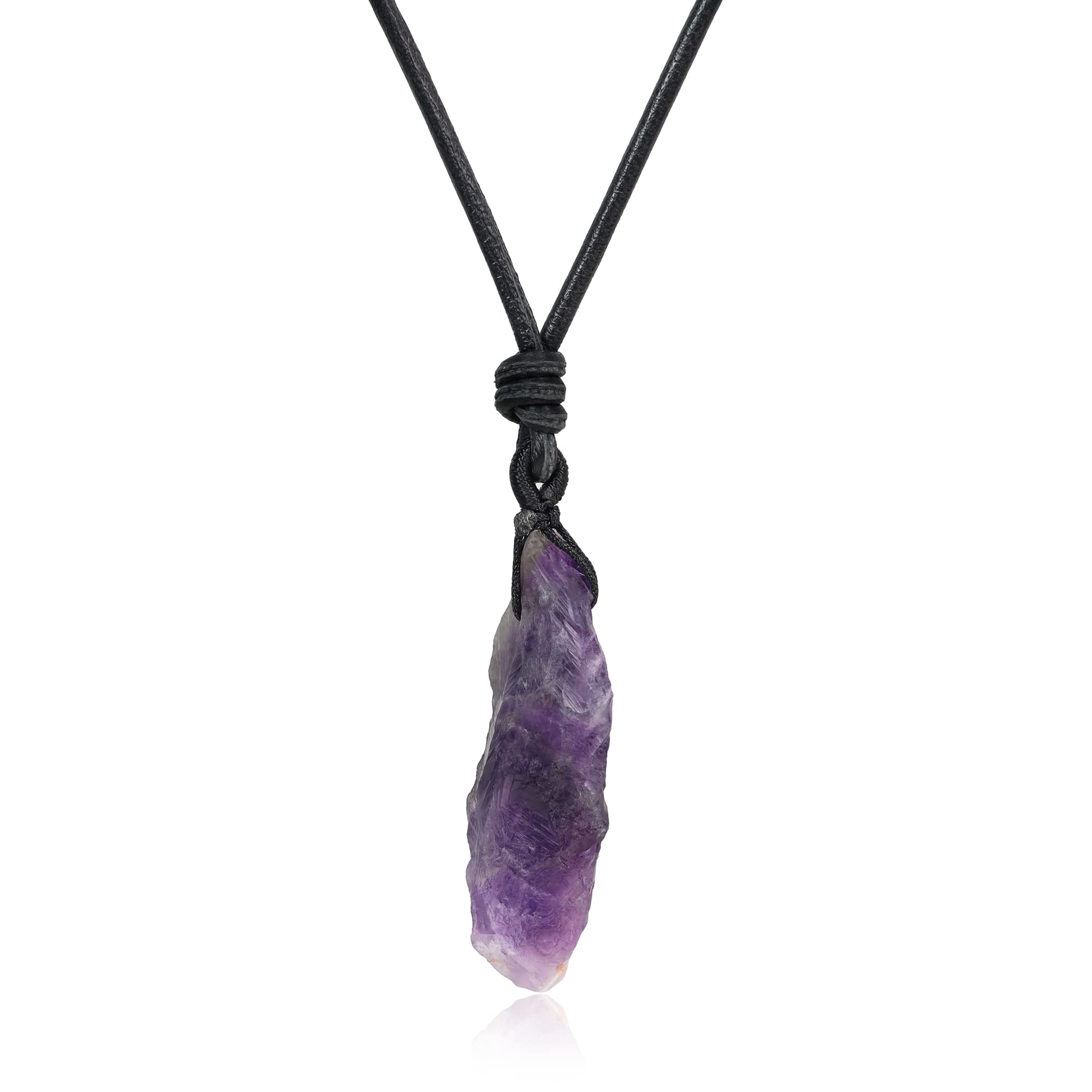 COAI Leather & Amethyst Crystal Necklace for Women