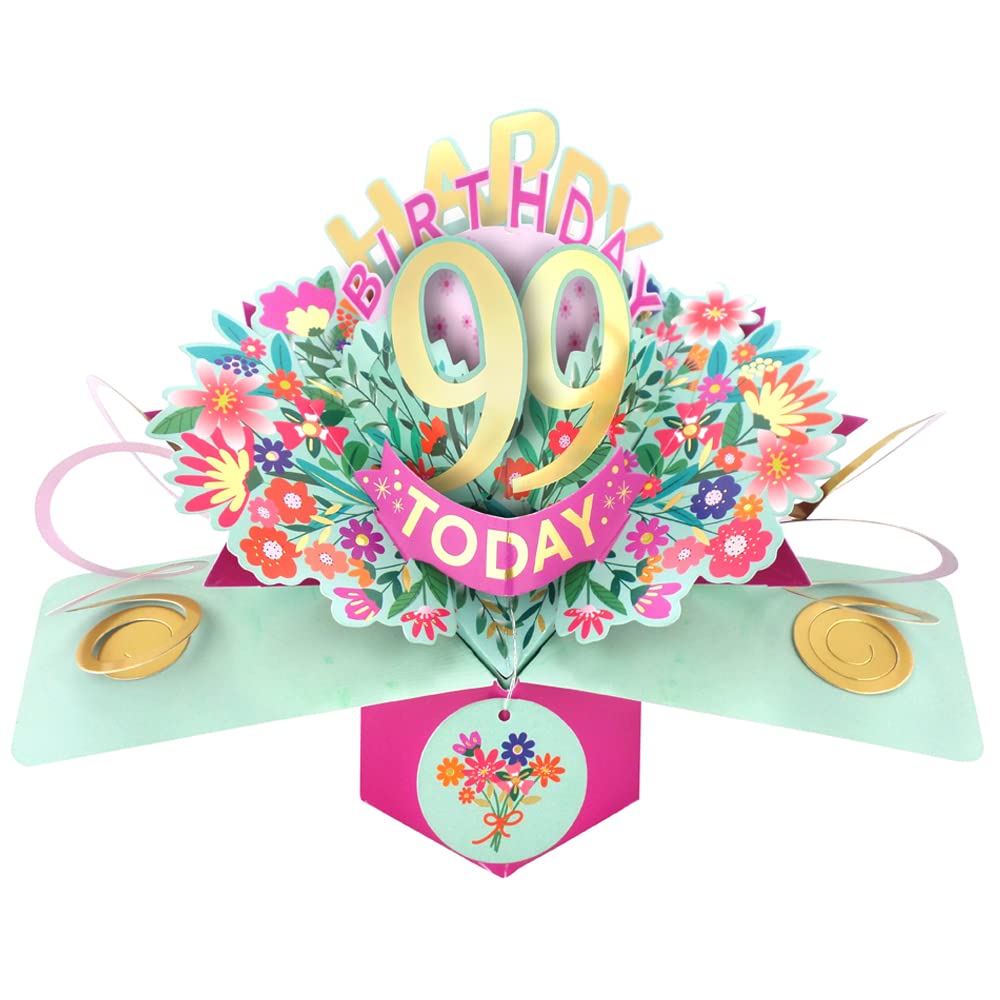Happy 99th Birthday 99 Today Pop-Up Greeting Card Love Kate's Pop Up Cards Her POP215MC99