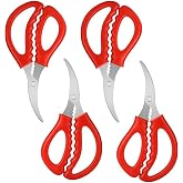 Calary 4Pcs Seafood Scissors Crab Scissors Seafood Shears Multifunctional Crab Leg Crackers and Tools