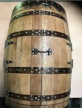 Handmade Oak Wood Whiskey Barrel Bar Cabinet Drinks Storage Indoor Outdoor UK view 2