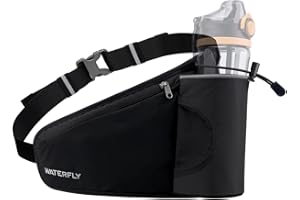 WATERFLY Running Water Bottle Belt: Hydration Fanny Pack Waist Bag for Women Men with Bottle Holder Hip Pack for Runners Walking Hiking Jogging (Bottle Not Included)