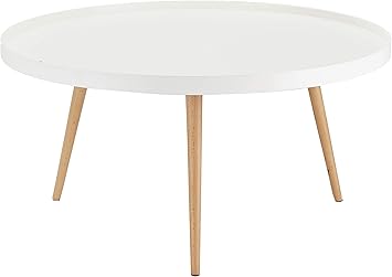 Ibbe Design Rund O90 Weiss Couchtisch Modern Skandinavisch Retro Kaffeetisch Beistelltisch Mdf Opus Massiv Eiche Holz Beine O90x45 Cm Amazon De Kuche Haushalt