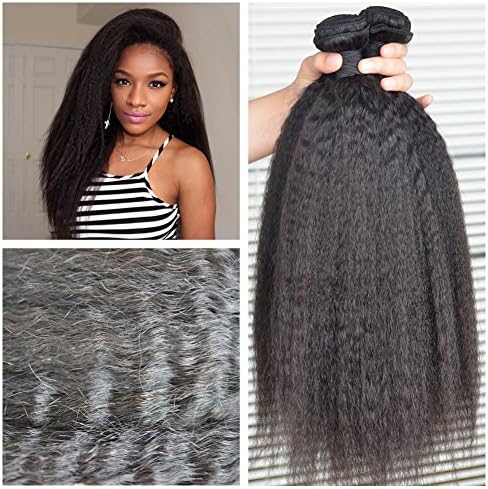 Derun hair 8A grade Kinky Straight Brazilian Virgin Hair Weft Extentions 3 Bundles Virgin Remy Human Hair Weave Natural Color Size 20"20"20"