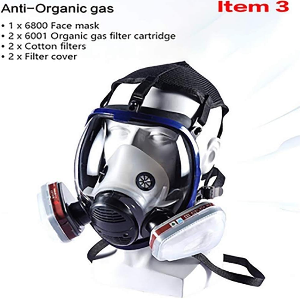 OPARYY Respirator Full Seal Protection Double Air Filter Eye Protection Respiratory Protection (Respirator +Canister)