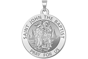 PicturesOnGold.com Saint John The Baptist Religious Medal - 3/4 Inch Size of a Nickel - Sterling Silver