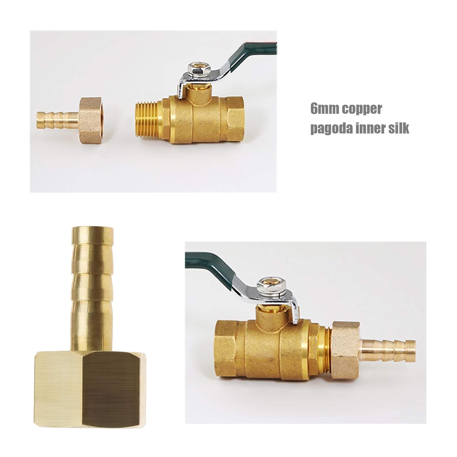YINETTECH 2 Pcs 6mm to 1/4 Inch BSP Female Thread Barb Brass Fitting Connectors Hose Barbed Joint Adapter Coupler For Fuel Air Gas Water Oil - Image 4