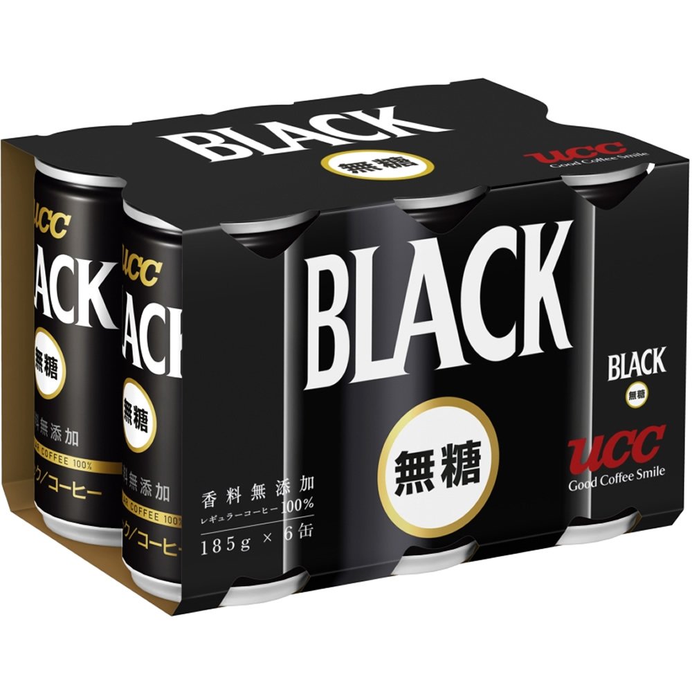 UCC ブラック無糖 コーヒー 缶コーヒー 185ml×6本商品画像