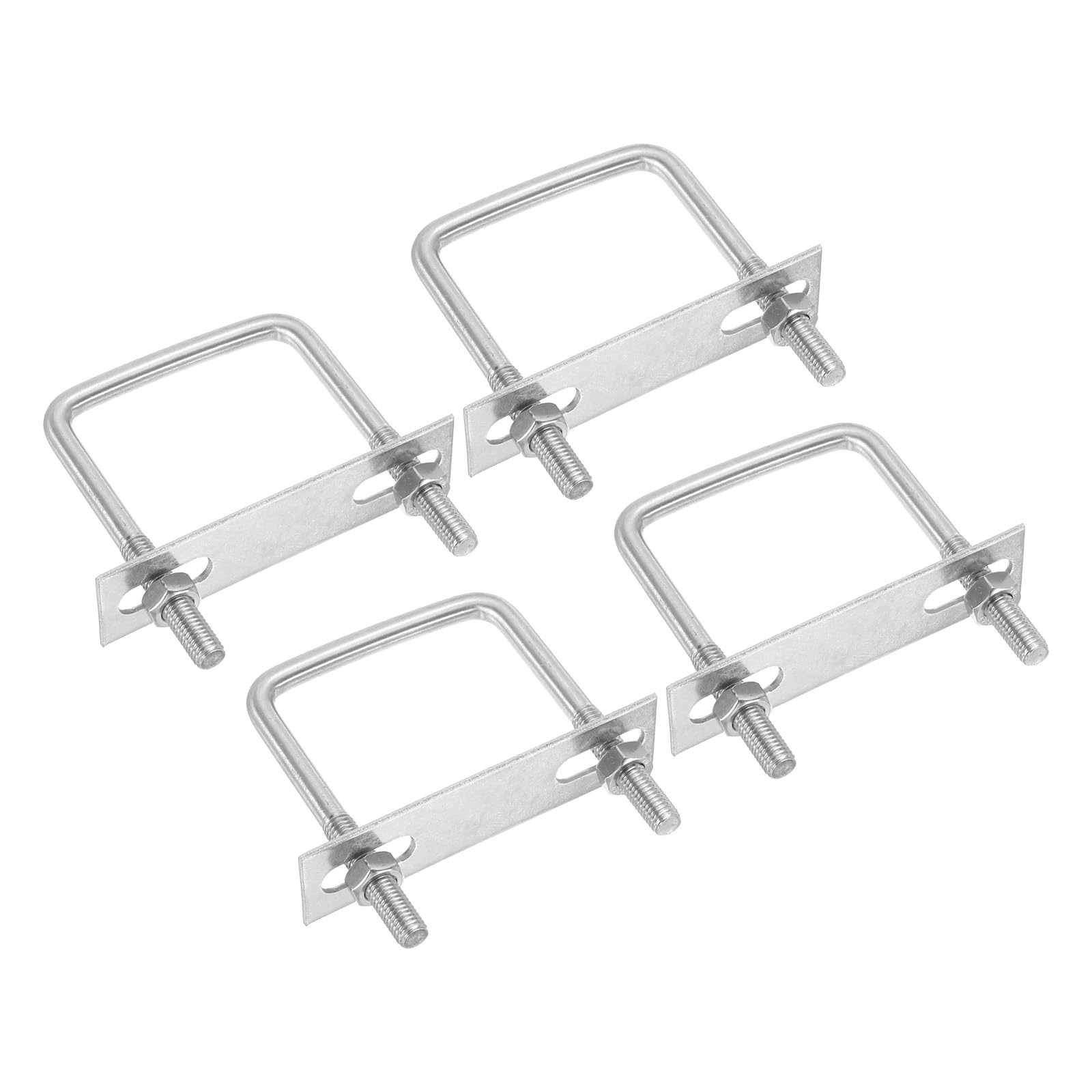 PATIKIL M8x60x80mm Square U-Bolts Kit, 4Set 304 Stainless Steel Square U Shaped Bolts Replacement Parts with Frame Plates and Nuts for Ski Board Sailboat Trailer