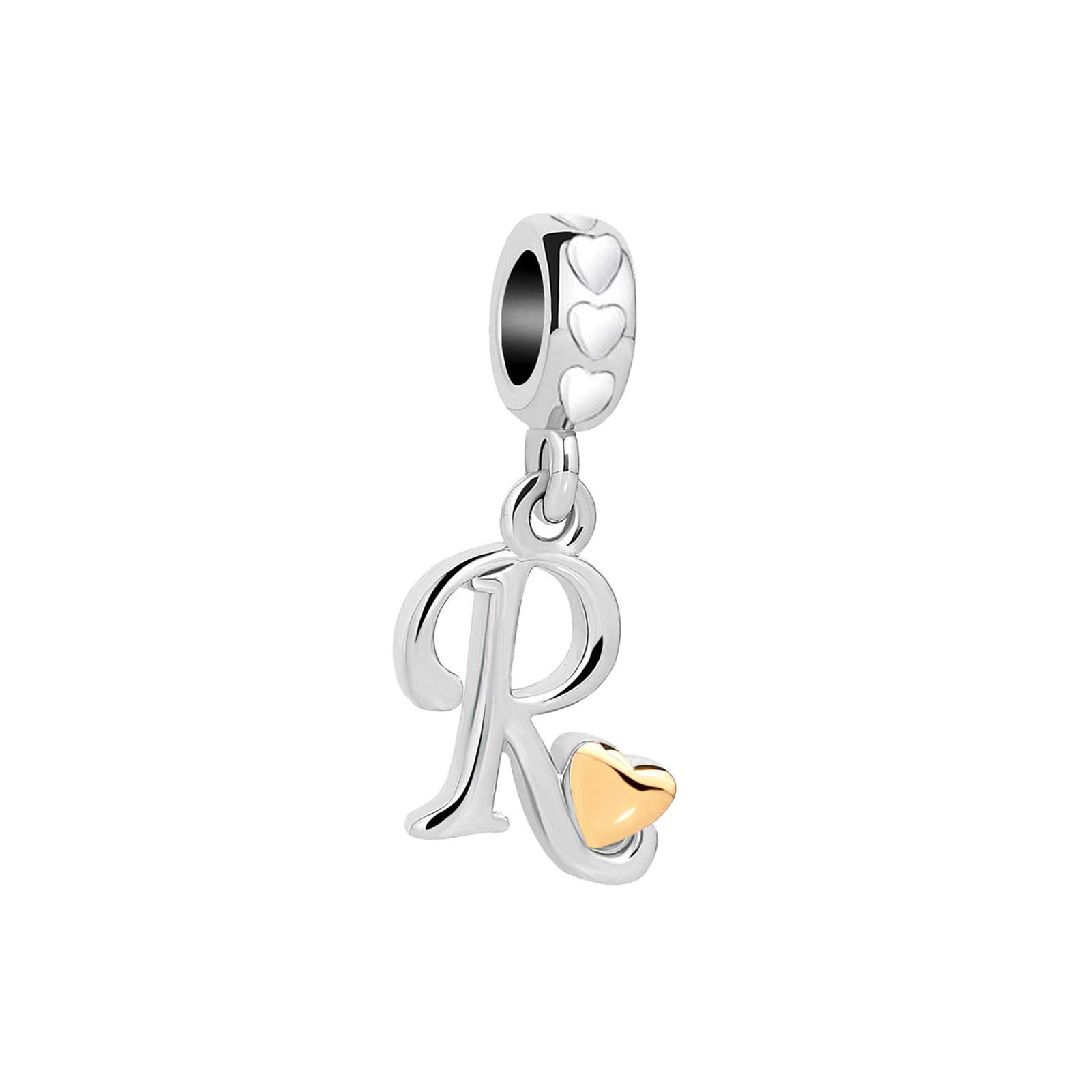 R Letter Initial Name Alphabet Love Heart Pendant Charm fits Pandora Charms Bracelets Birthday Jewellery Gift for Family Christmas Mum Granddaughter