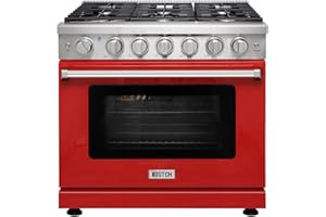 KOSTCH 36 inch Professional Freestanding Pro-Style Natural Gas Range or Liquid Propane Gas Range with 6 Burners, 6.0 cu.ft. Oven Capacity, in Stainless Steel - KOS-36RG03M (Red)