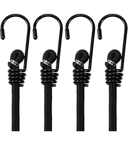HAIKING 10-Pack Elastic Bungee Cords – 10.6" Rubber Straps With Metal Hooks, Black & Blue, For Bikes, Tents, Luggage & Wire Racks