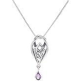 Jewelry Trends Sterling Silver with Purple Amethyst Celtic Knot of Protection Pendant on Chain Necklace