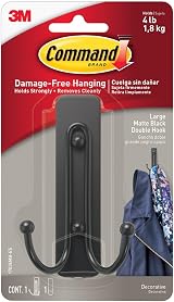 Command Large Matte Black Double Hook Damage Free Hanging Indoor Use Jackets