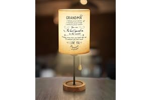 Calibron Grandma Gifts from Grandkids Linen Fabric Wooden Table Lamp,Grandma Birthday Gifts Bedroom Lamp,Birthday Gifts for Grandma Nightstand Lamp, Great Grandma Gifts