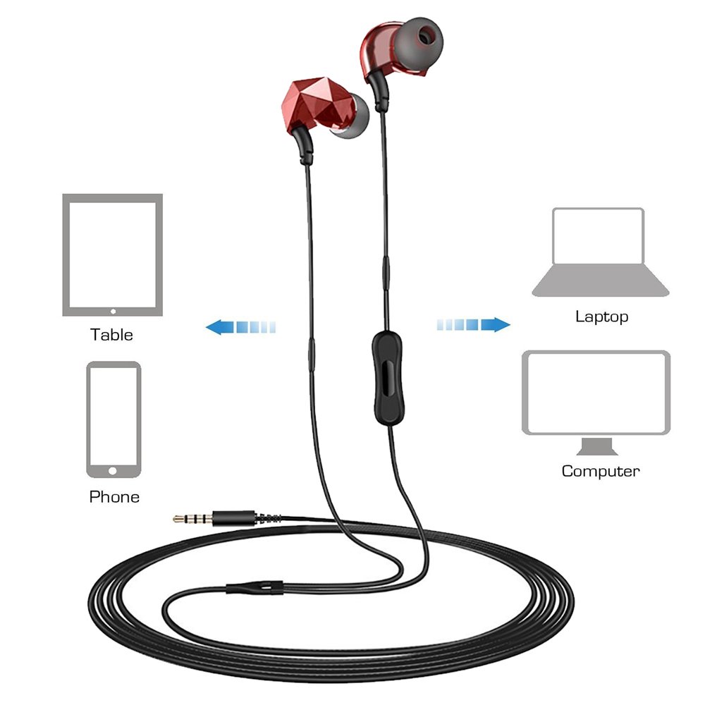 Pevor Wired in-Ear Earbuds Sports Earphones Bass Water Resistant Headphones with Mic Noise Cancelling for Smartphone iPad iPod MP3 HiFi Player
