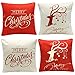 Yeahbeer 4-Pack Happy Halloween & Christmas Pillow Covers Cotton Linen Bat Pumpkin Sofa Home Decor Throw Pillow Case Cushion 18