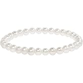 Freshwater Cultured Pearls White, Pink, Peach or Gray 7'' Classic Stretch Strand Pearls Bracelet Jewelry for Women (Choice of Size and Colors)