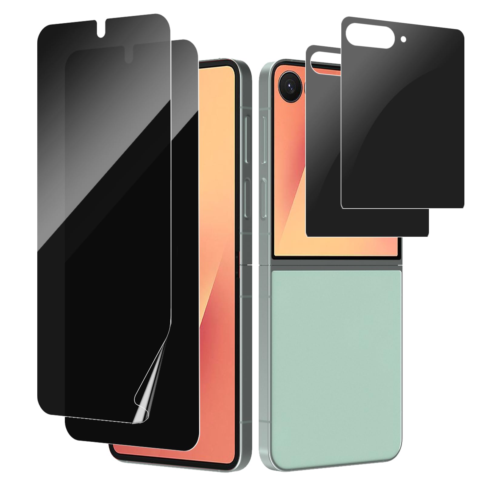 Photo 1 of [2 Set] Compatible With Samsung Galaxy Z Flip 7 Privacy Screen Protector, 2 Pack Internal Anti-Spy Film + 2 Pack Outer Privacy Tempered Glass Screen Protector, Anti-Spy, Anti-Scratch, Case Friendly