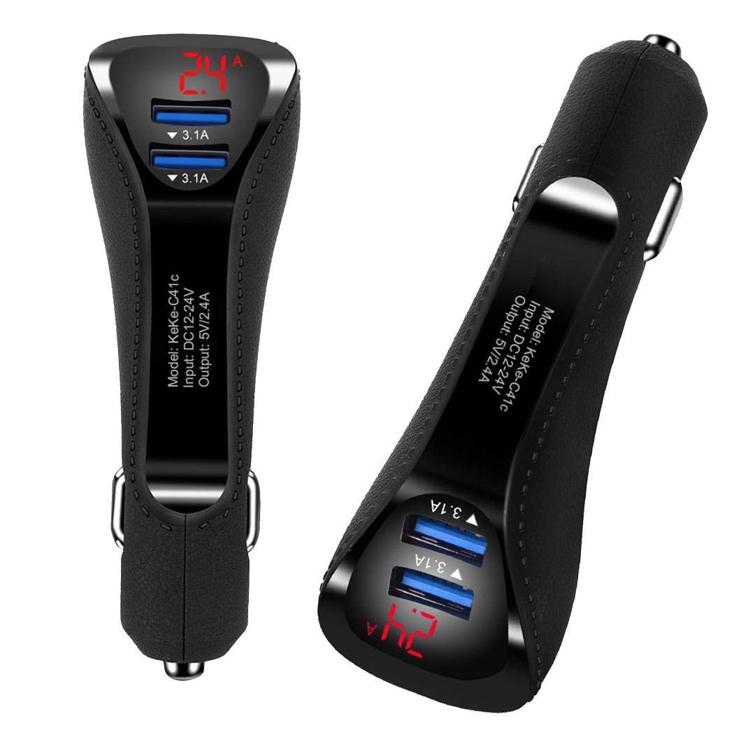 Haonike Cargador de Coche USB Dual portátil de Alta Velocidad Duradero para teléfono móvil Bases de Carga