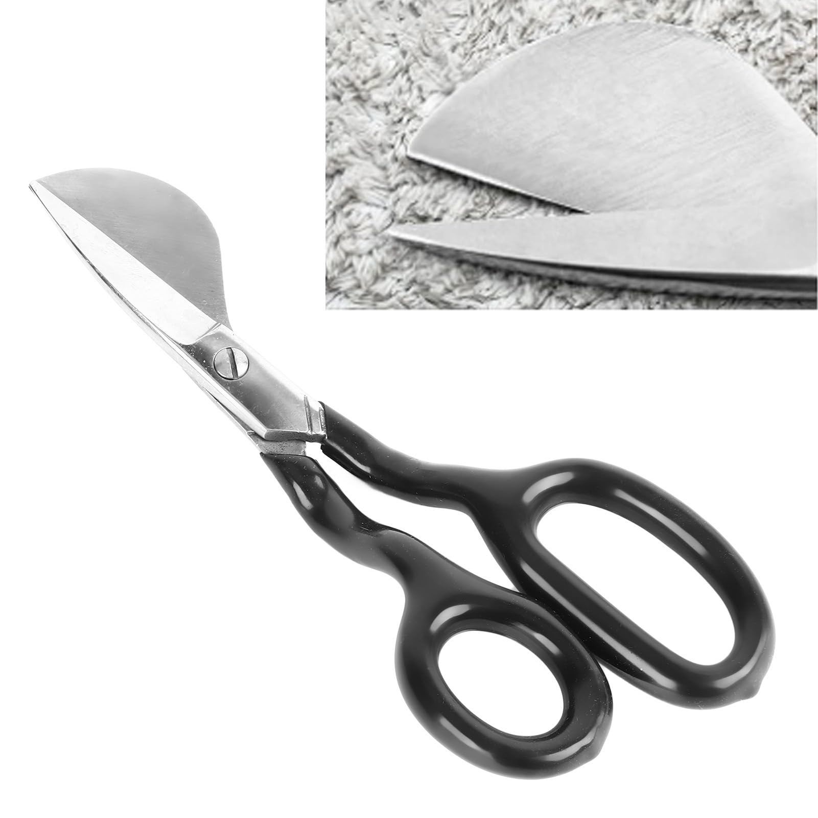 7 Inch Duckbill Applique Scissor, Stainless Steel Carpet Pile Applique Scissor with Ergonomic Grip, Duckbill Napping Shear for Arts Crafts Embroidery Needlework