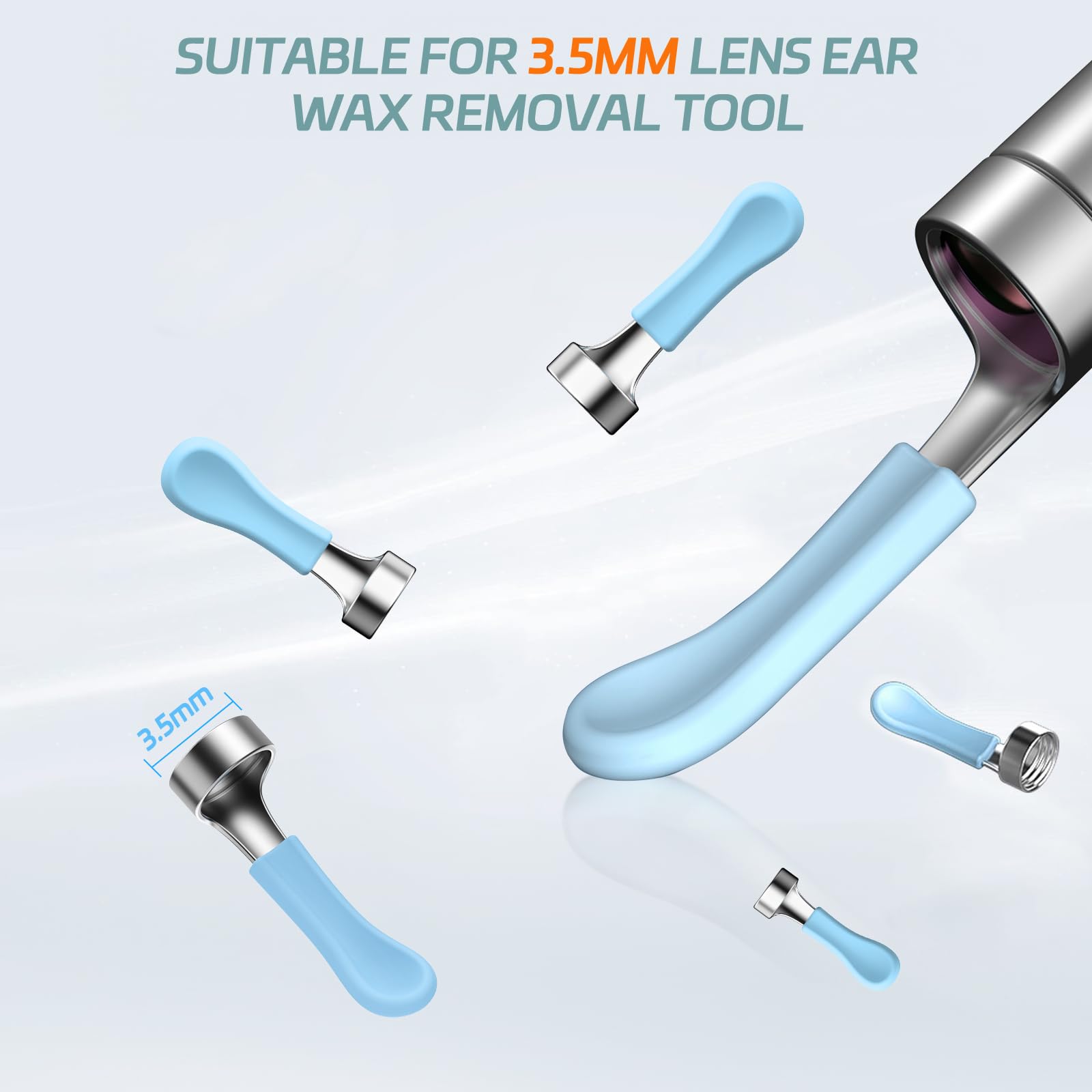 Bebird Replacement Tips Ear 8 Pieces Waterproof Silicone Ear Spoon for Ear Wax Removal Endoscope BEBIRD Original Ear Cleaner Tips Set for W3/R3/T15/X3/X17 PRO/D3Pro/T5/R1(Dia. 3.5mm)