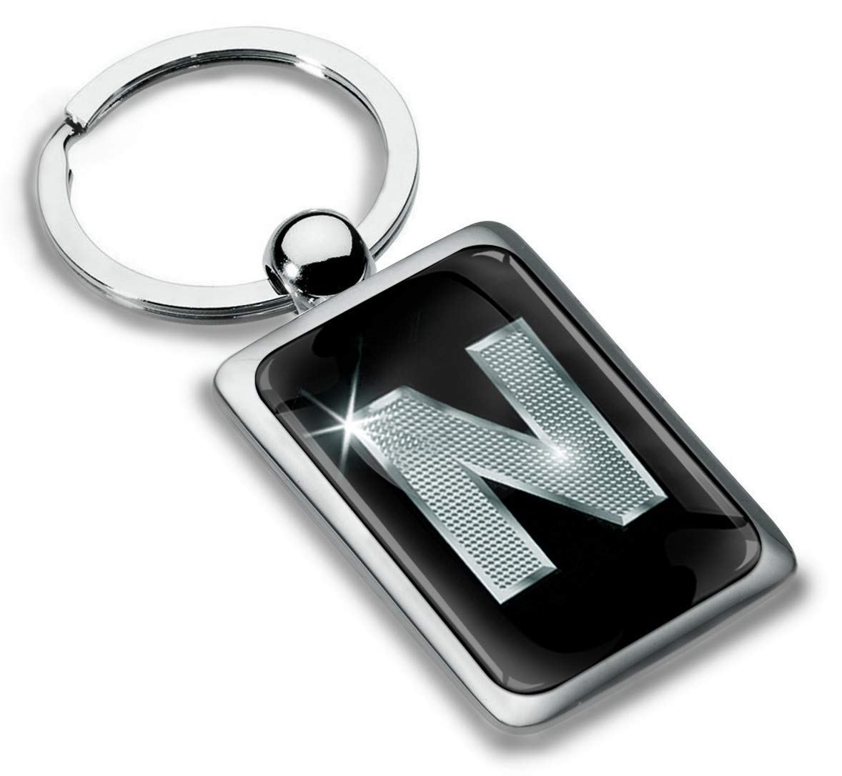 Biomar Labs Letter Keychain Alphabet Initial Keyring 3D Metal Stainless Steel Personalised Initials Charm for Car and Keys Available in Silver (N in Silver KK 92)