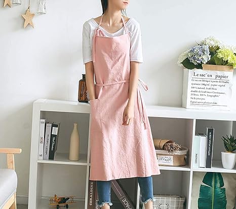 Amazon Nanxson エプロン 前掛け おしゃれ 女性用 花屋 北欧風 無地 ロングエプロン ポケット付け 花屋 家庭クーキー 保育士 カフェ屋cf3064 ピンク エプロン オンライン通販