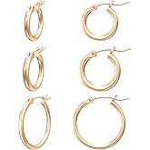 Gacimy Gold Hoop Earrings for Women 14K Real Gold Plated Hoops with 925 Sterling Silver Post