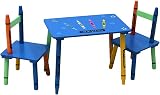 Oypla Wooden Crayon Table & Chairs Set for Kids - Indoor/Outdoor Use view 6
