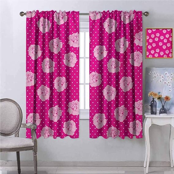 ScottDecor Hot Pink Kitchen Curtains Vintage Pale Pink