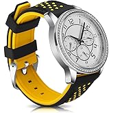 Narako Quick Release Silicone Watch Bands Divers Model Replacement Rubber Watch Strap 20mm 22mm 24mm 26mm Waterproof dot Bicolor Silver Buckle for Men and Women Sport (24mm, Yellow)