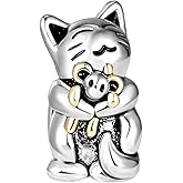 JMQJewelry Cat Dog Animals Heart Gold Plated Birthstone Crystal Compatible with Pandora Charm Bracelets for Women Mom Sister Daughter Grandma