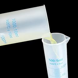 4Pack 500ml Plastic Graduated Cylinder, Transparent