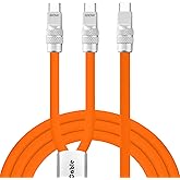 chubbycable Duo-Flex 100W & 60W 2-in-1 Fast Charging & Data Transfer Cable with Soft Silicone USB C Multi Charging Cable for iPhone 17 Series iPad Galaxy Series, Orange
