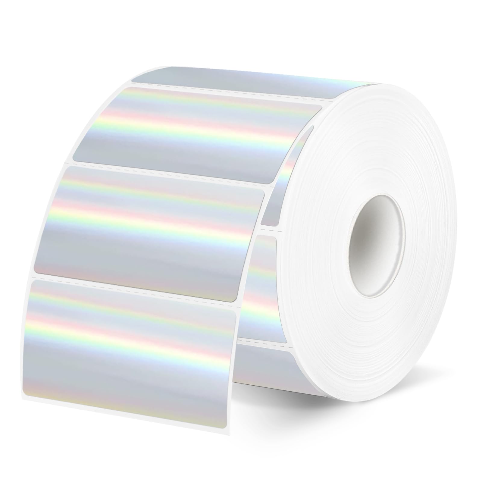 Photo 1 of 2x1 Inch Holographic Thermal Labels, Silver Glitter Thermal Printer Stickers, Waterproof Self-Adhesive Shipping Label Printer Sticker for Barcode, Name, Address, 300 Labels/Roll