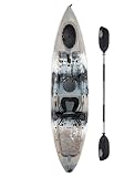 Brooklyn 11.0 Single Sit-On-Top Kayak with Paddle & Padded Seat by BKC – Stable Fishing & Recreation Kayak, 420 lb Capacity, Dry Storage Hatches, Lightweight 58 lb Design (Grey)