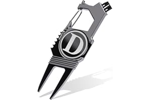 Skylety Golf Divot Repair Tool with Letter Ball Marker 6-in-1 Divot Tool Initials Ball Marker, Club Holder, Brush, Clip Buckle, Groove Cleaner Golf Accessories for Men Father Gifts