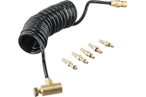 Green Gas Adapter Tube Set, with 5 Brass Connectors, and 0.5m Coil Hose, Compatible with KC02 KWA P226 G19 for Air-soft Gas B