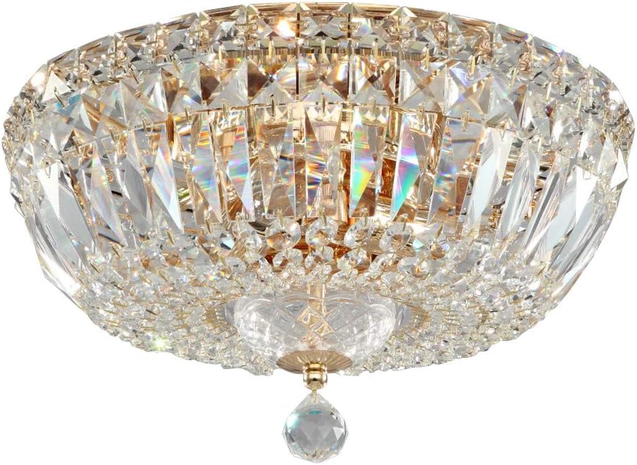 Royal Classic Crystal Chandelier Ceiling Lamp Real Crystals Gold Metal excl. 3 Bulbs x E14 60W